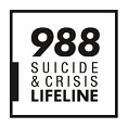 Black font that reads 988 Suicide & Crisis Lifeline 