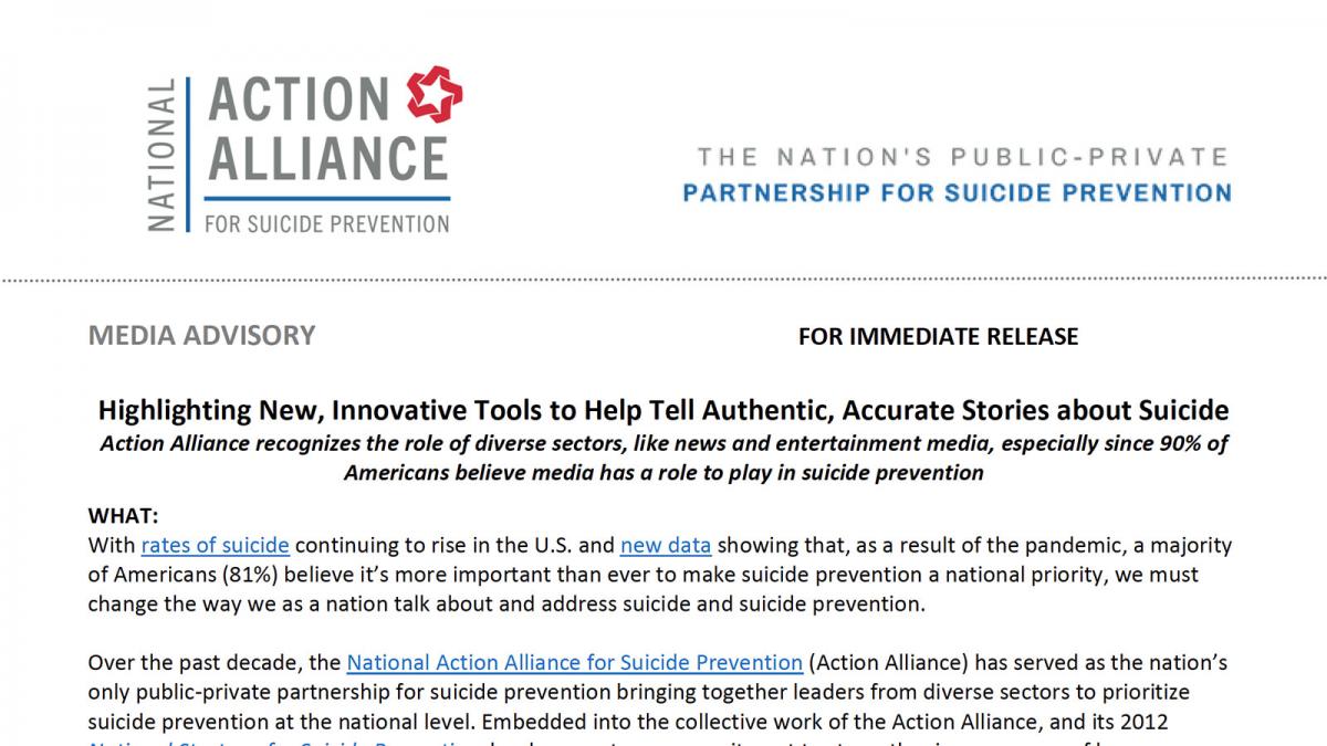 Highlighting New, Innovative Tools to Help Tell Authentic, Accurate Stories about Suicide