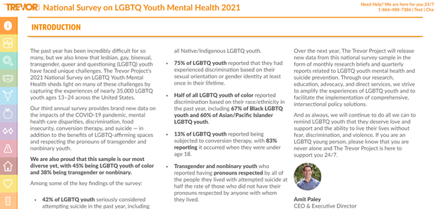 National Survey on LGBTQ Youth Mental Health 2021